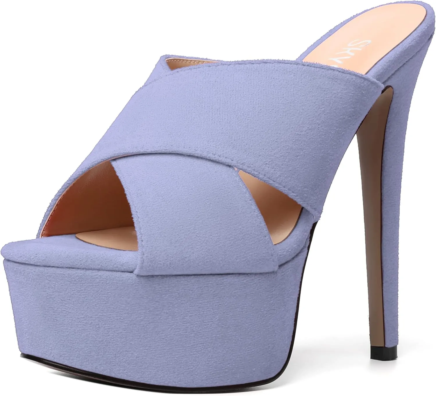 SKYSTERRY Womens Slip On Open Toe Platform Fashion Suede Party Stiletto High Heel Heeled Sandals 6 Inch
