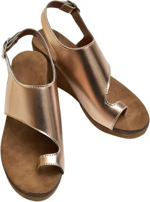 Slingback Buckle Open Toe Sandals for Women Casual Dressy Clip-Toe Platform Wedge Sandales for Summer Footwear