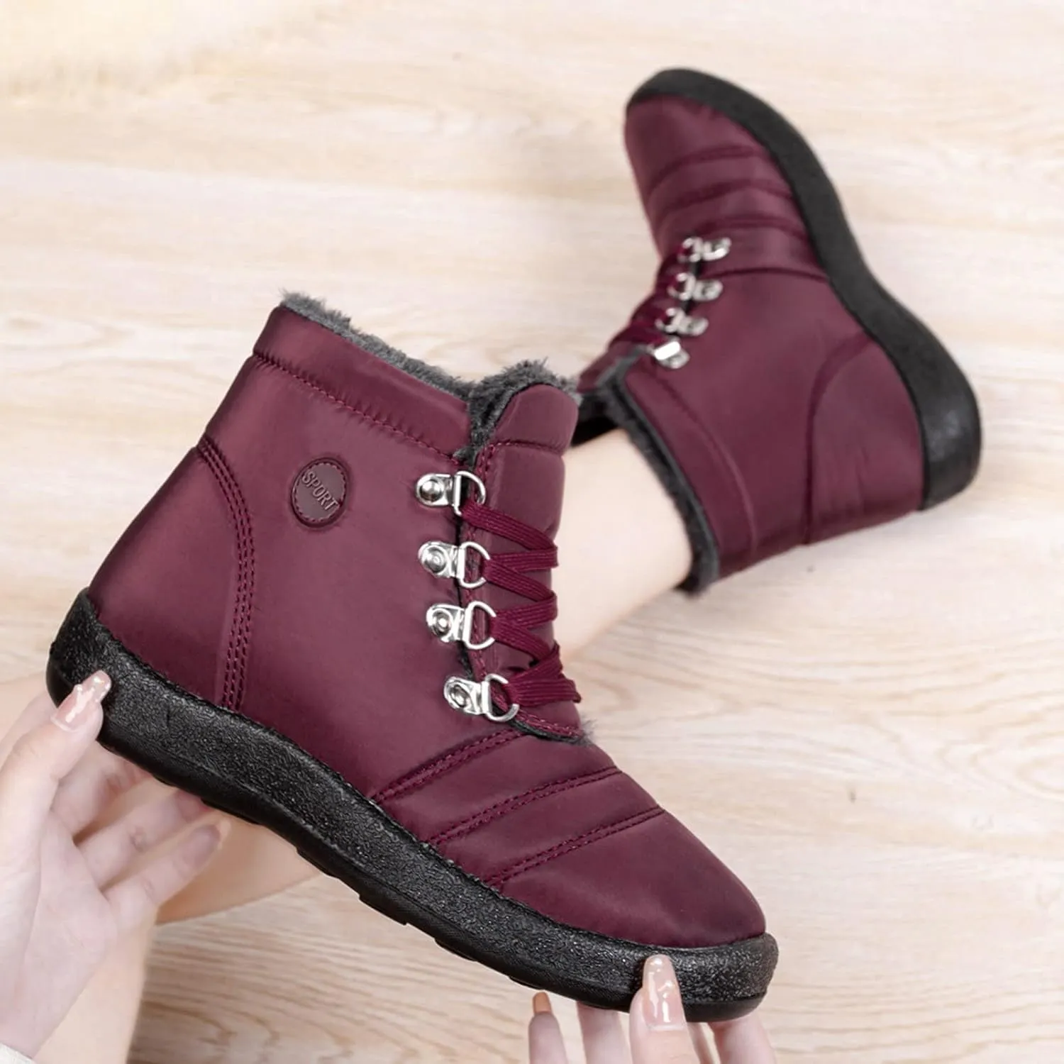 Snow Boots for Women Fur Lined Winter Boots Waterproof Warm Ankle Boots Comfortable Slip On Boots Outdoor Short Boots