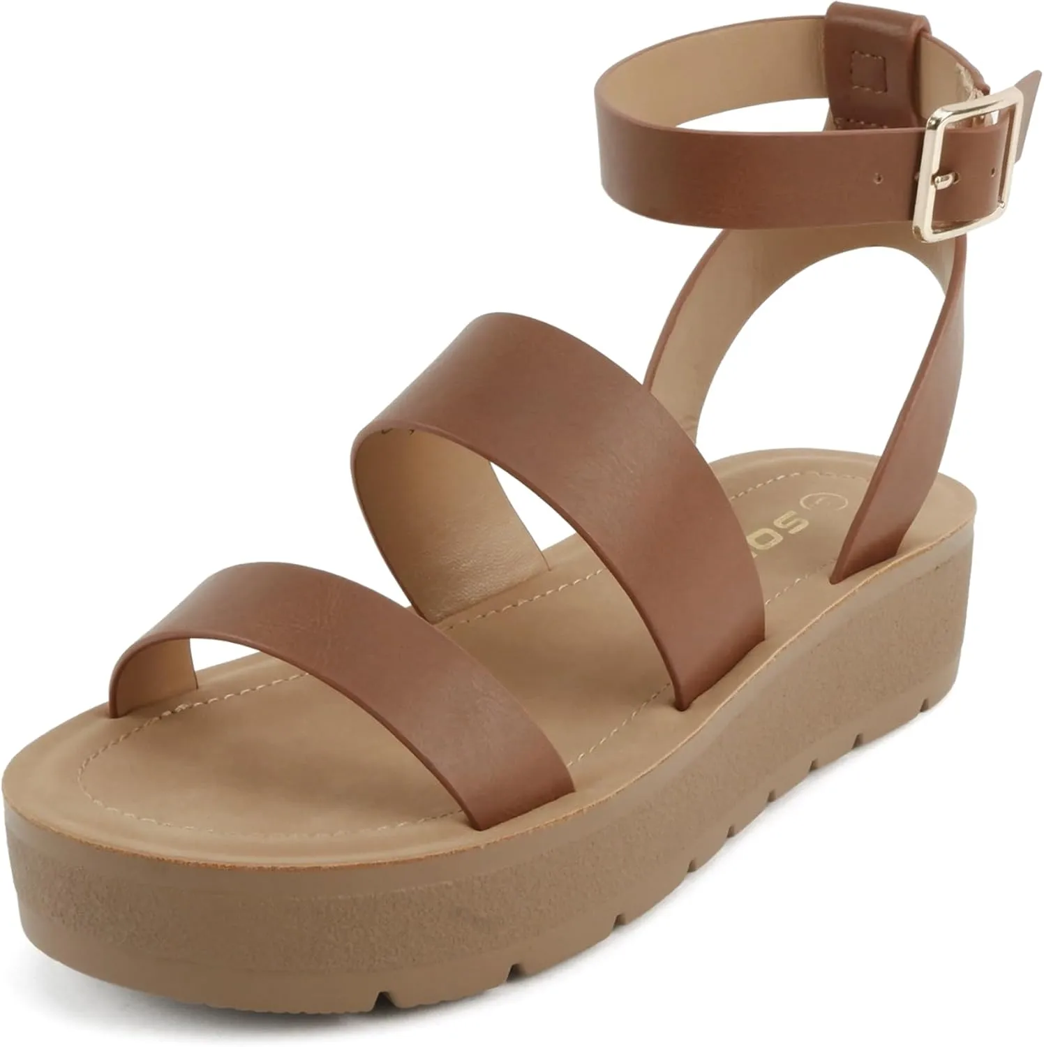 Soda Glory ~ Women Open Toe Multi-Strap Flatform Sandals