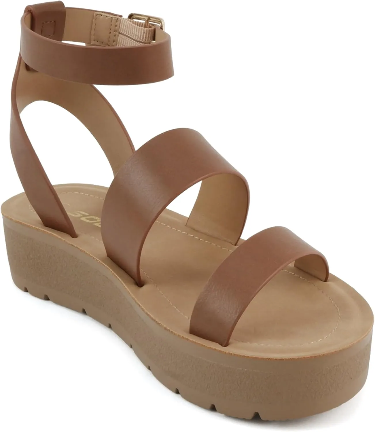 Soda Glory ~ Women Open Toe Multi-Strap Flatform Sandals