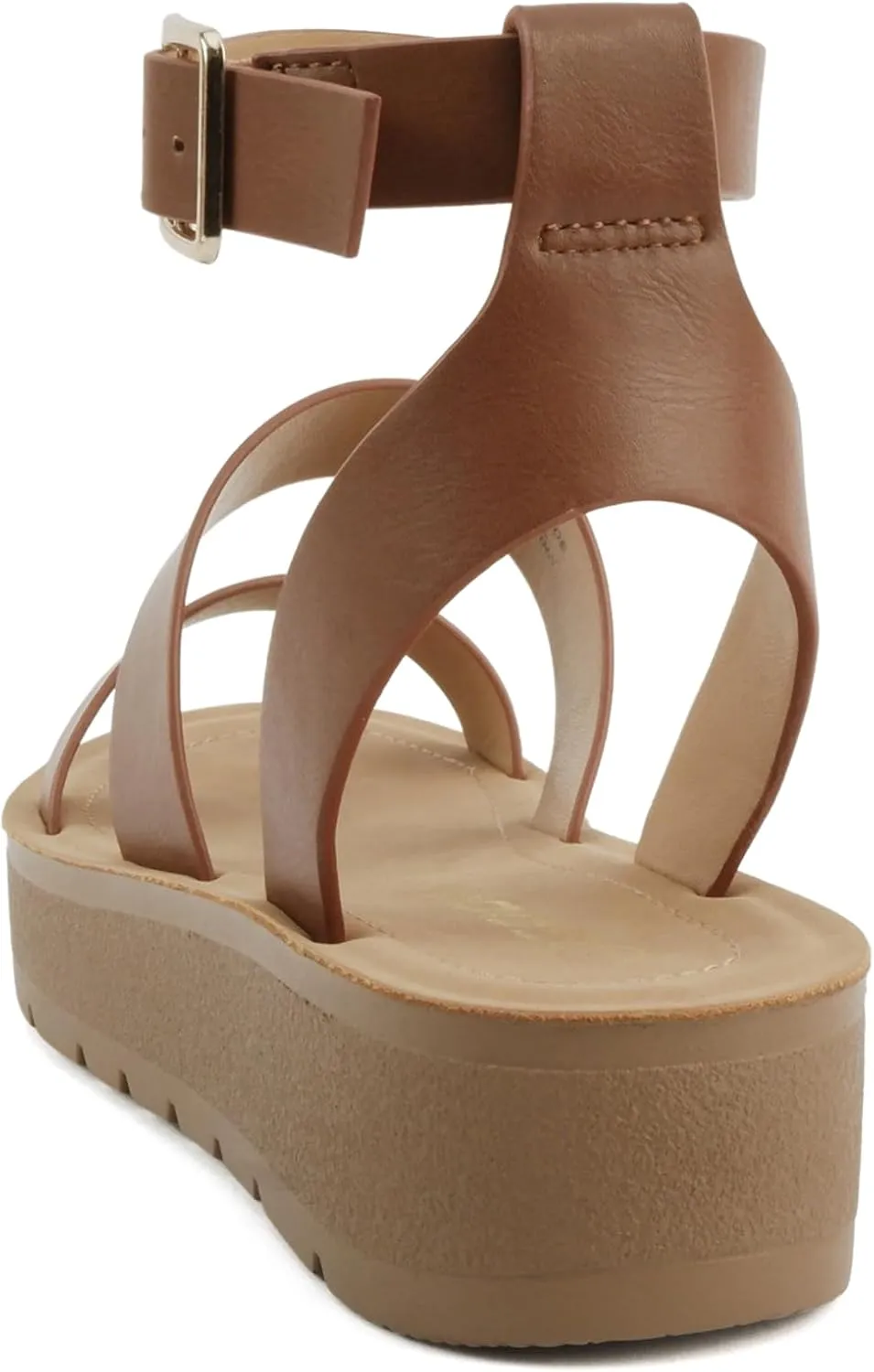 Soda Glory ~ Women Open Toe Multi-Strap Flatform Sandals