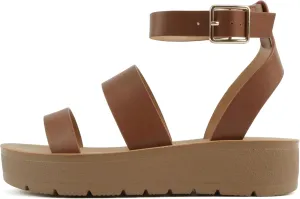 Soda Glory ~ Women Open Toe Multi-Strap Flatform Sandals