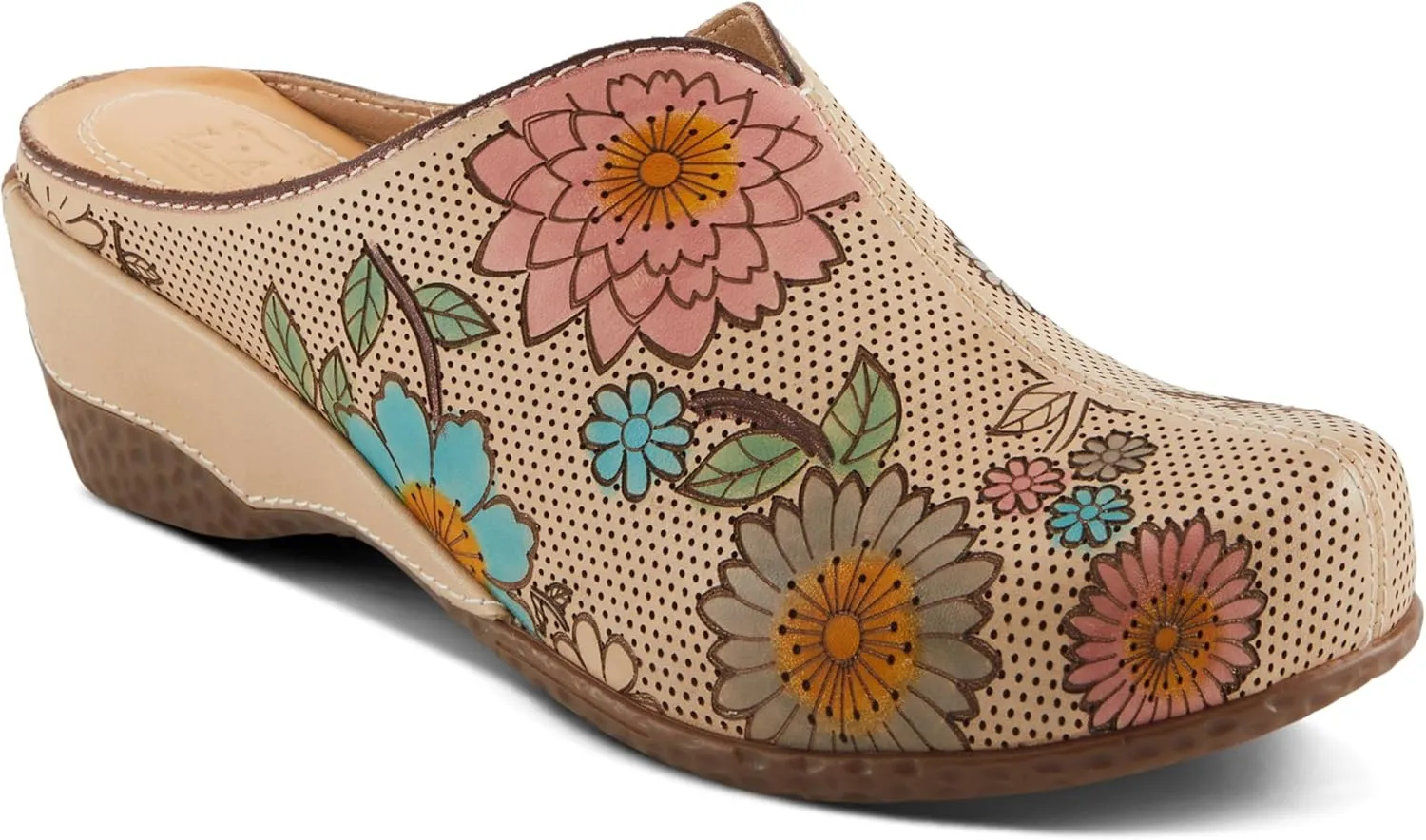 Spring Step L'Artiste Women's CHIENTI Hand-Painted Floral Open Back Sandals