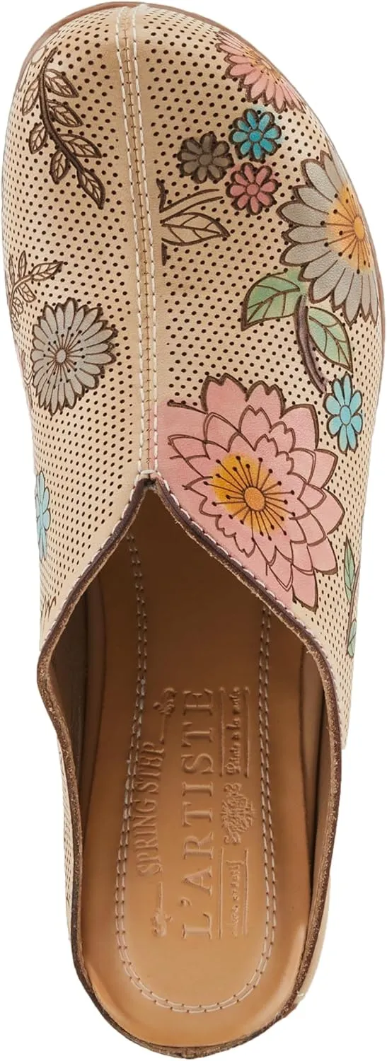 Spring Step L'Artiste Women's CHIENTI Hand-Painted Floral Open Back Sandals
