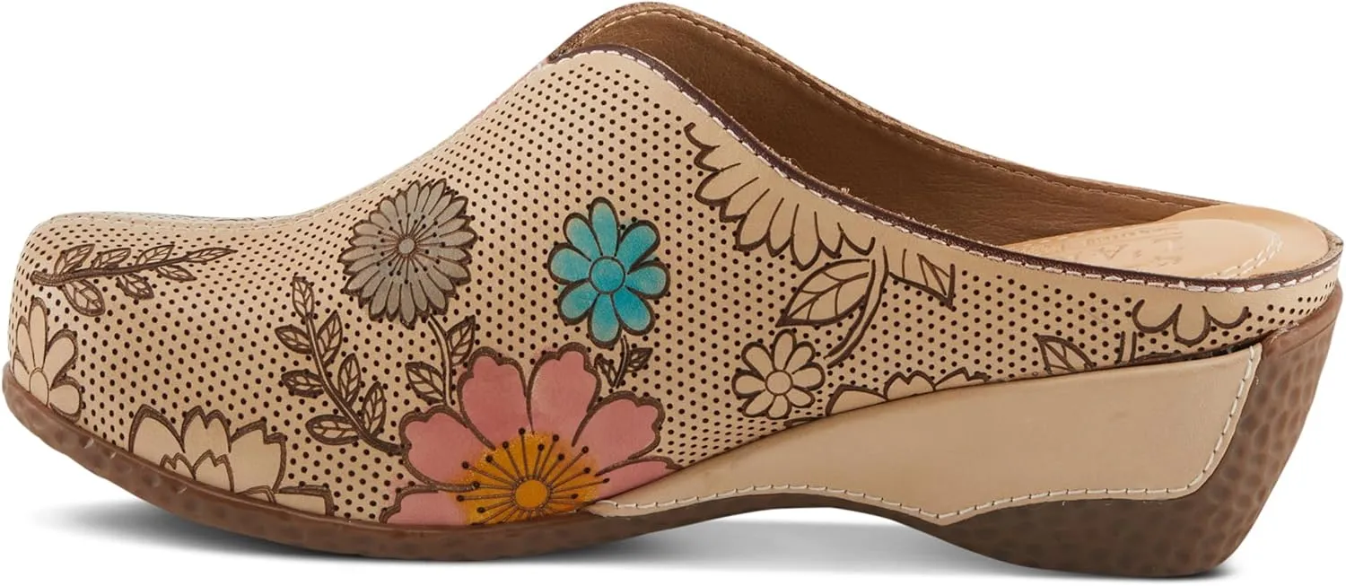Spring Step L'Artiste Women's CHIENTI Hand-Painted Floral Open Back Sandals