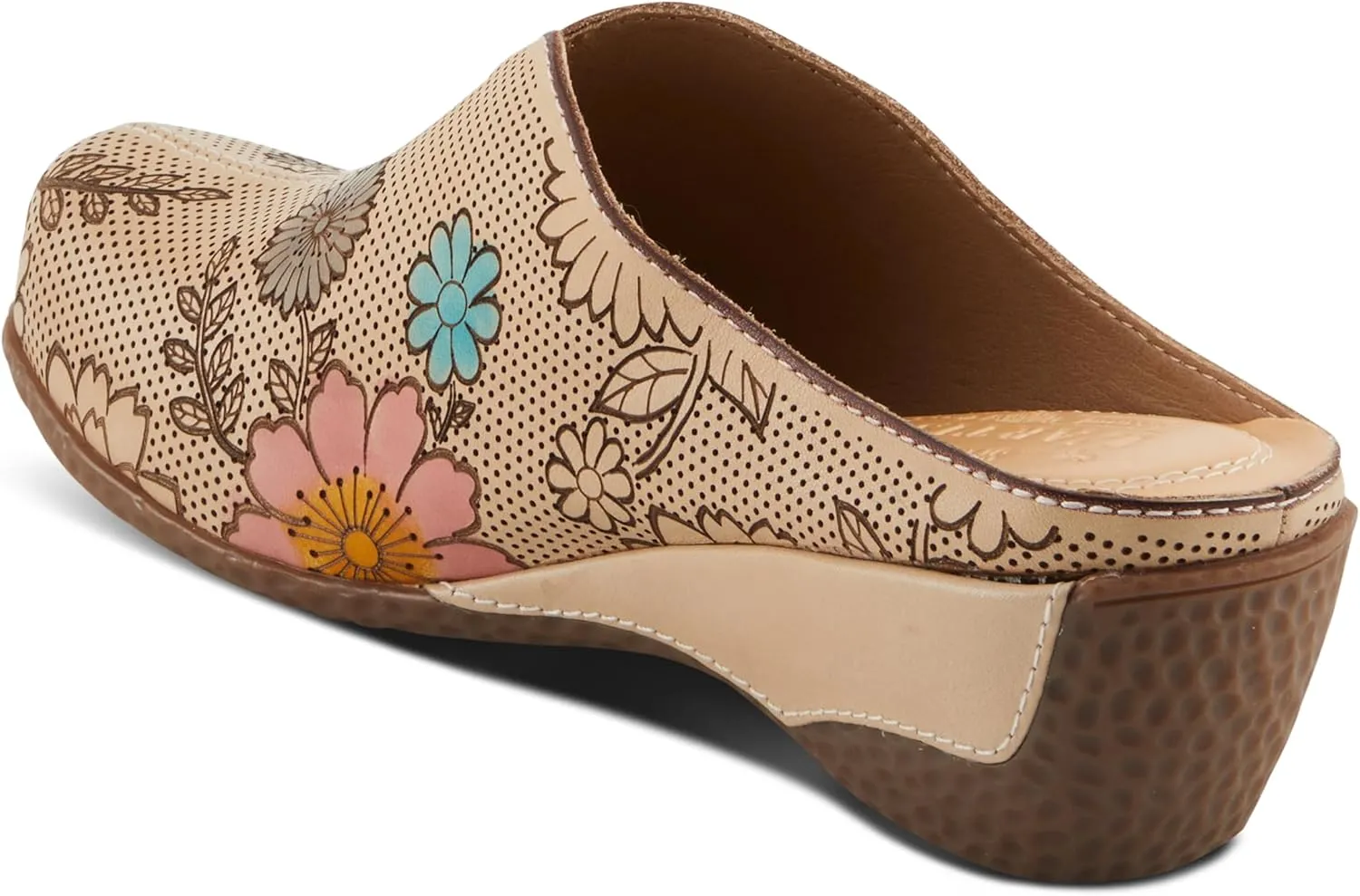 Spring Step L'Artiste Women's CHIENTI Hand-Painted Floral Open Back Sandals