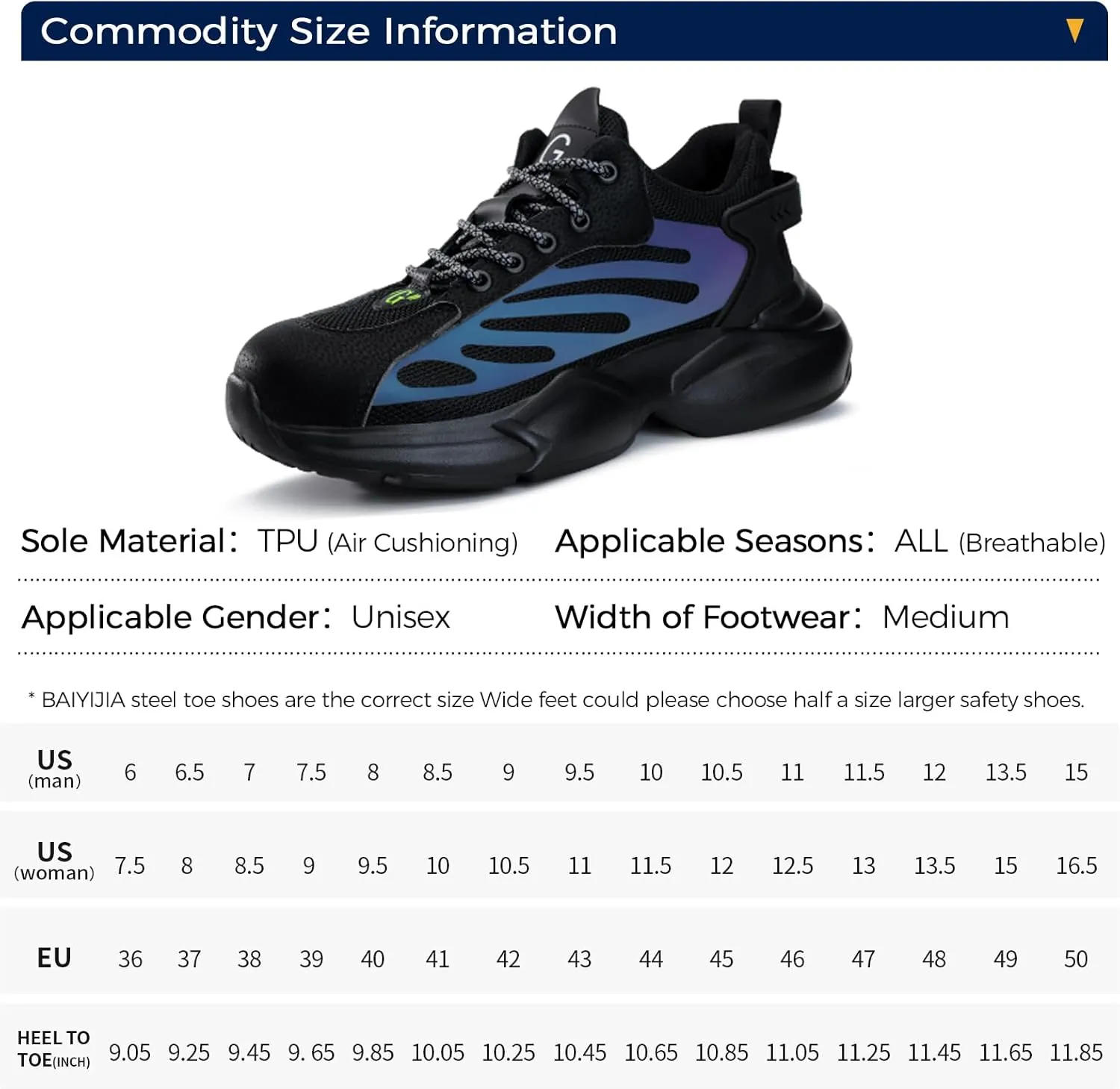 Steel Toe Shoes for Men Lightweight Work Shoes Construction Industrial Work Tennis Shoes Safety Shoes Comfortable Steel Toe Sneakers for Men Women