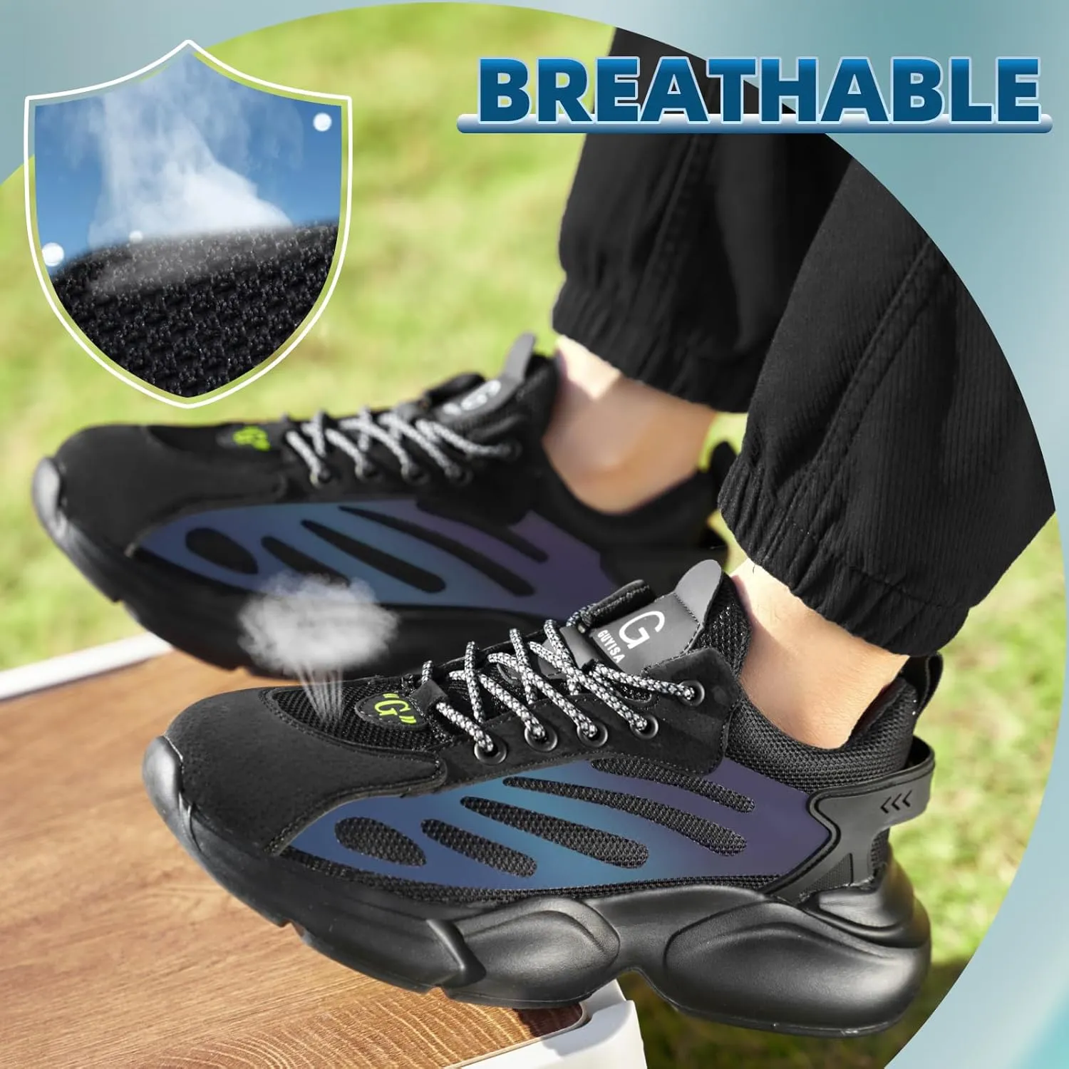 Steel Toe Shoes for Men Lightweight Work Shoes Construction Industrial Work Tennis Shoes Safety Shoes Comfortable Steel Toe Sneakers for Men Women