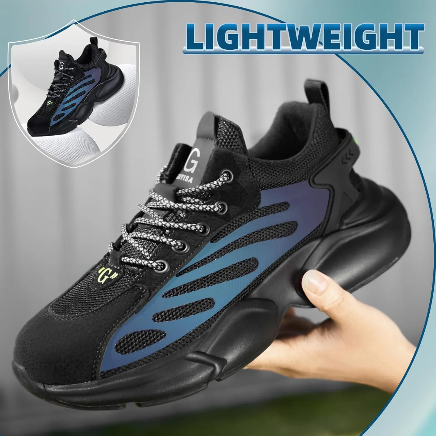 Steel Toe Shoes for Men Lightweight Work Shoes Construction Industrial Work Tennis Shoes Safety Shoes Comfortable Steel Toe Sneakers for Men Women
