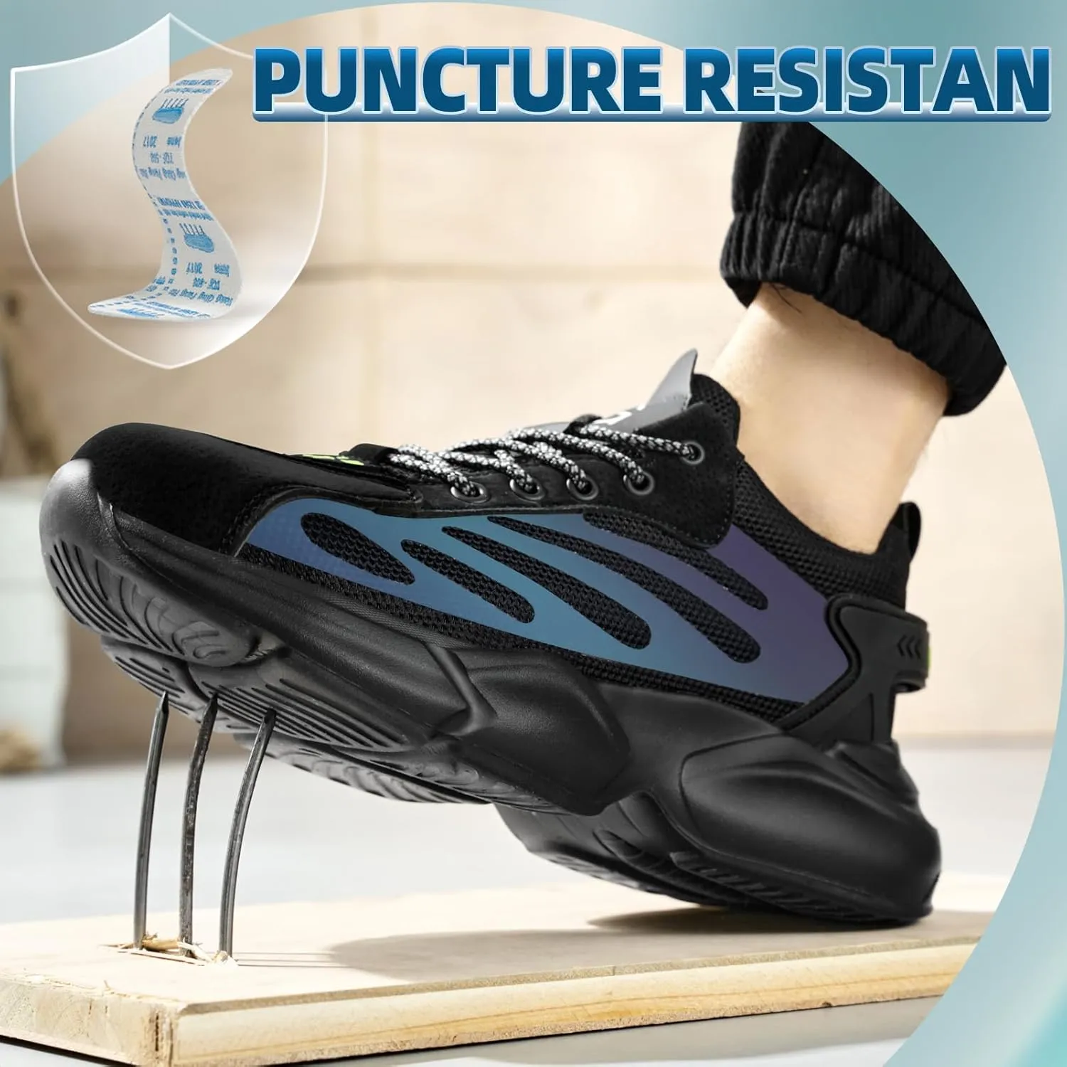 Steel Toe Shoes for Men Lightweight Work Shoes Construction Industrial Work Tennis Shoes Safety Shoes Comfortable Steel Toe Sneakers for Men Women