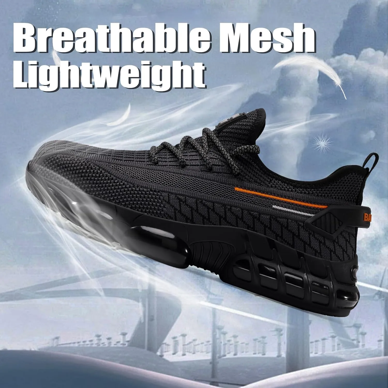 Steel Toe Shoes for Men Women Breathable Work Shoes Lightweight Steel Toe Footwear Industrial Construction Safety Shoe Indestructible Work Sneakers Blue