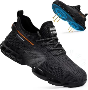 Steel Toe Shoes for Men Women Breathable Work Shoes Lightweight Steel Toe Footwear Industrial Construction Safety Shoe Indestructible Work Sneakers Blue