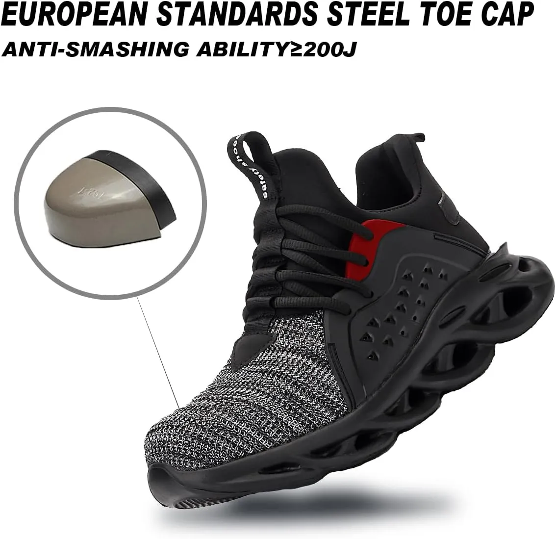 Steel Toe Shoes for Women Safety Shoes for Men Cushion Breathable Sneakers