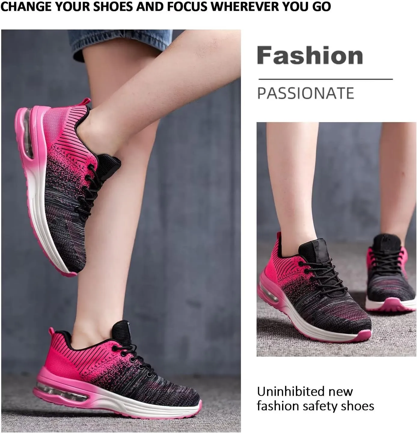 Steel Toe Work Shoes for Women Lightweight Breathable Safety Shoes Anti-Pierce Construction Work Sneakers Nonslip Sports Shoes Gift
