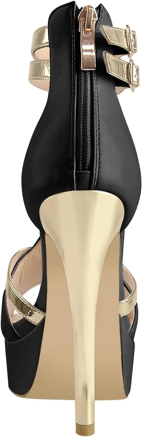Stiletto High Heel Platform Peep Open Toe Ankle Strap Sandals