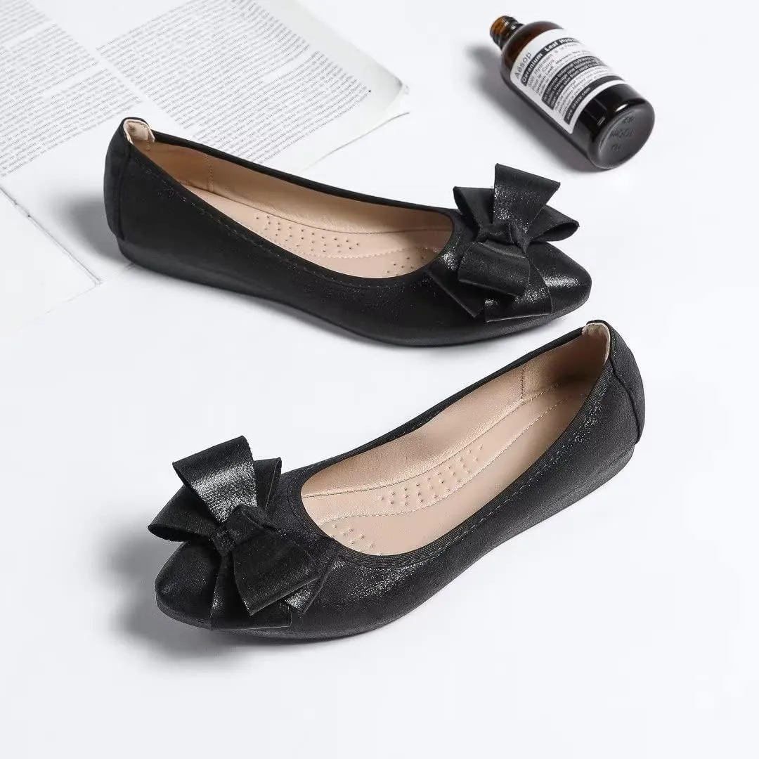 Stunner Womens Foldable Pointed Toe Ballet Flats Rhinestone Loafers Fashion Flats