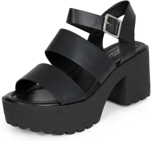 STYLISH S MARIA-S - Womens Open Toe Double Band Chunky Block Heel Lug Sole Platform Sandals With Adjustable Ankle Buckle