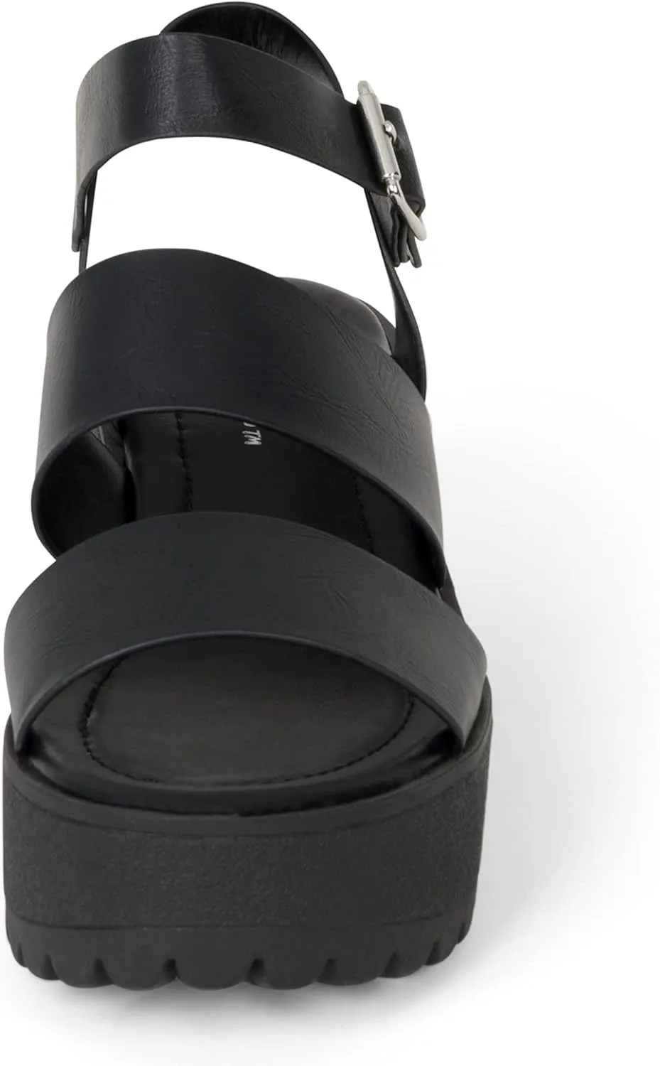 STYLISH S MARIA-S - Womens Open Toe Double Band Chunky Block Heel Lug Sole Platform Sandals With Adjustable Ankle Buckle