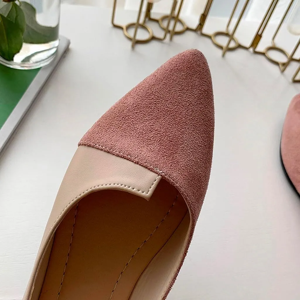 Suede Flat Shoes for Women Comfort Slip On Loafers Pointed Toe Ballet Flats Shoes Casual Dress Shoe Nude Flats