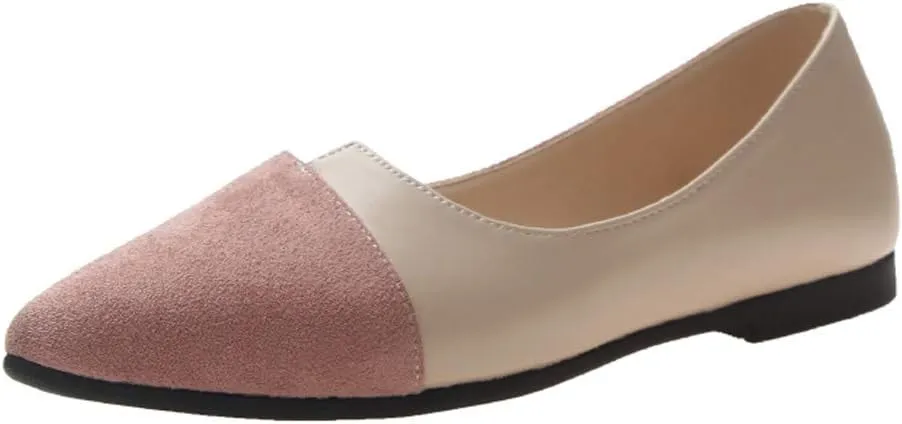Suede Flat Shoes for Women Comfort Slip On Loafers Pointed Toe Ballet Flats Shoes Casual Dress Shoe Nude Flats