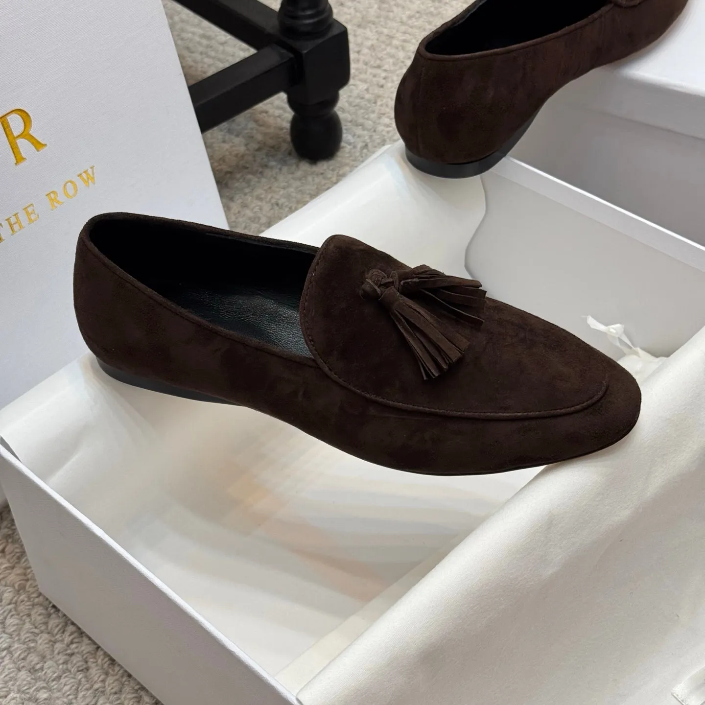 The Row Loafer Dark Brown Suede 290740