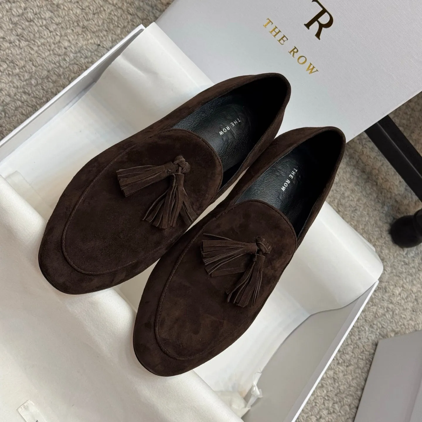 The Row Loafer Dark Brown Suede 290740