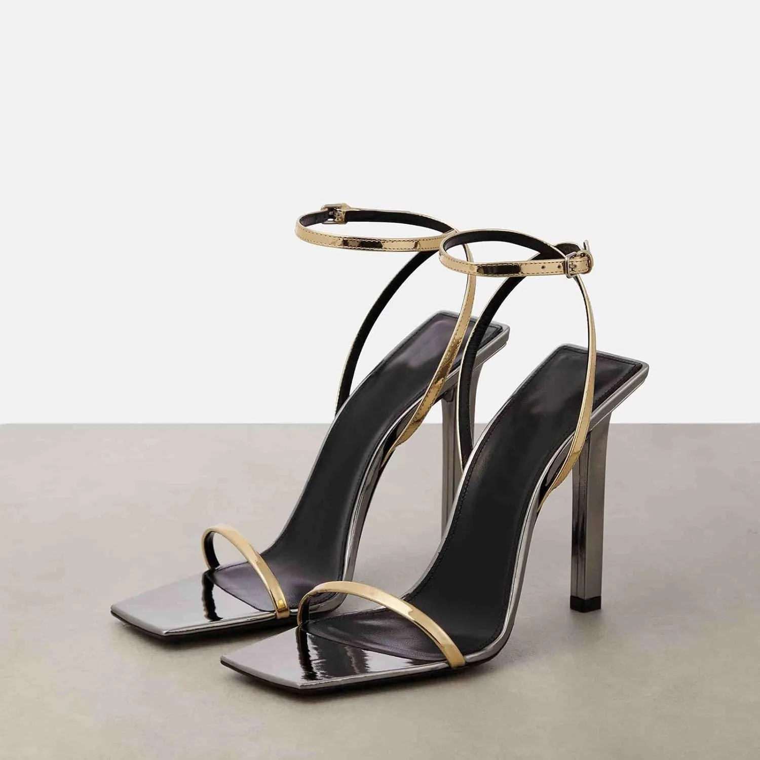 THESHY Womens Sandals Open Square Toe Ankle Strap Stiletto High Heels Buckle Sexy Heels for Women Dress Party Sandals for Women