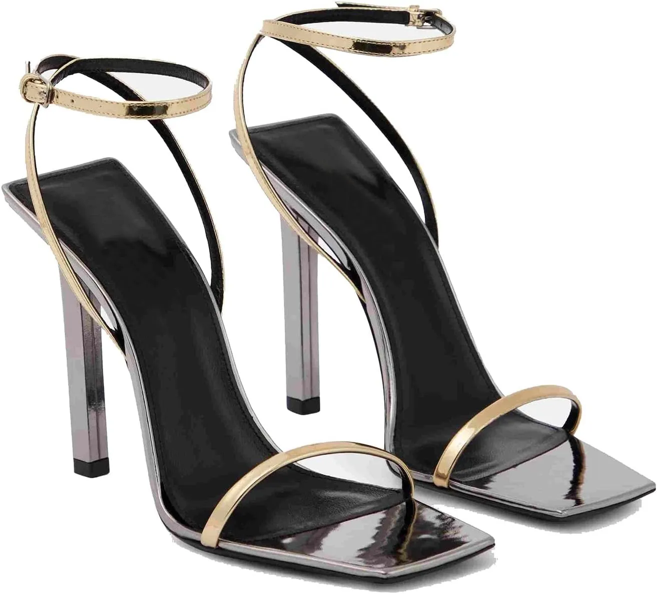 THESHY Womens Sandals Open Square Toe Ankle Strap Stiletto High Heels Buckle Sexy Heels for Women Dress Party Sandals for Women