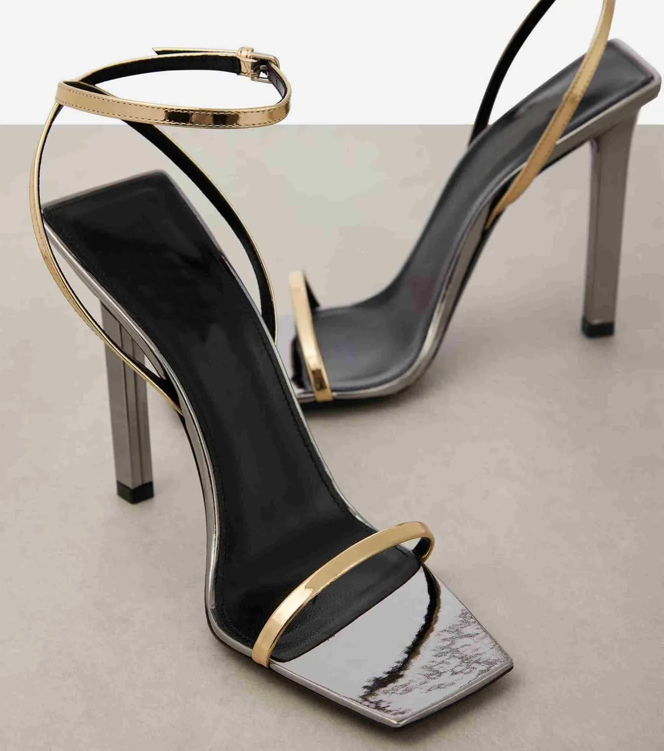 THESHY Womens Sandals Open Square Toe Ankle Strap Stiletto High Heels Buckle Sexy Heels for Women Dress Party Sandals for Women