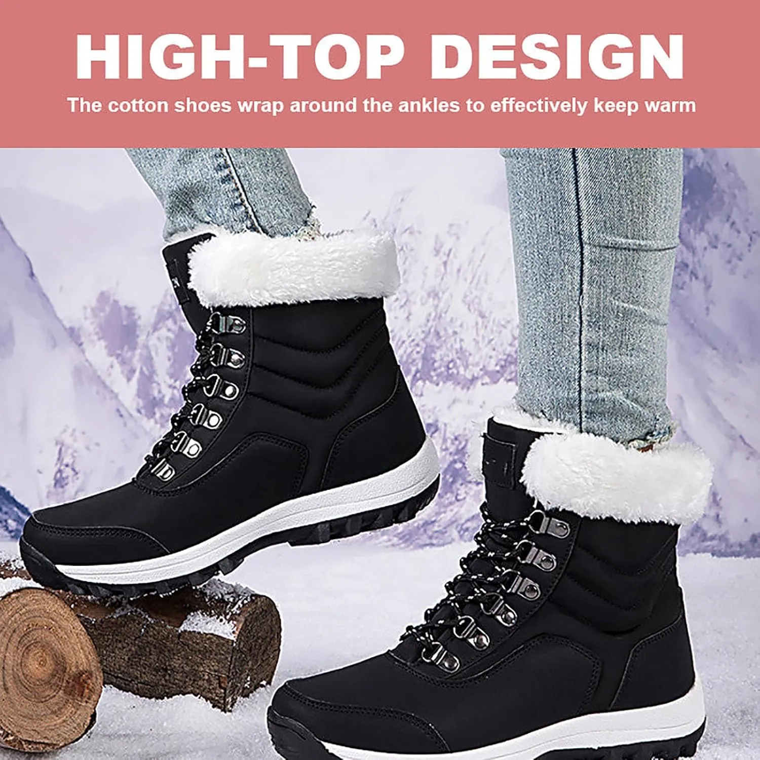 Thickened Outdoor Wear-Resistant Hiking Shoes, Orthopedic Waterproof Hiking Women's Winter Non-slip Warm Snow Boots