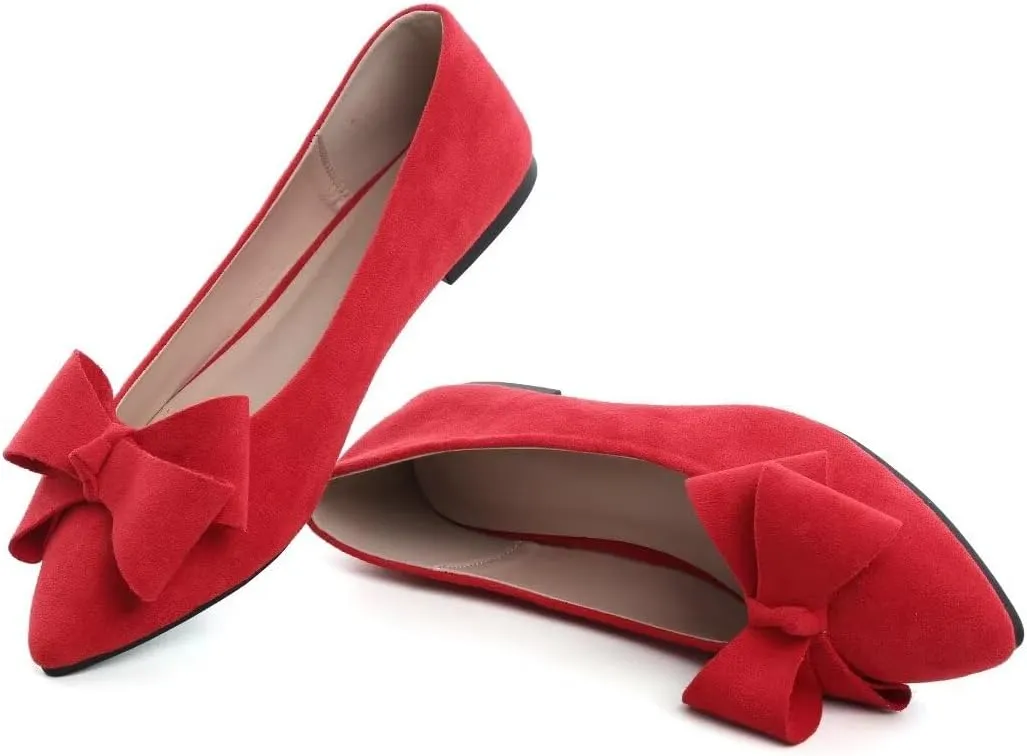 TN TANGNEST Women Classical Bowknot Flats Comfort Slip-on Pointed Toe Dress Shoes Walking Flats