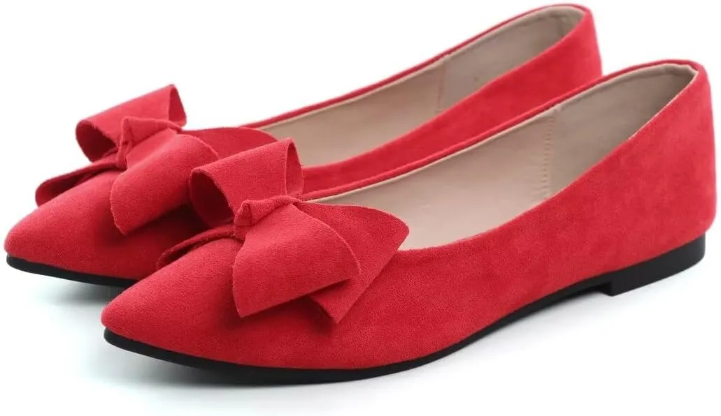TN TANGNEST Women Classical Bowknot Flats Comfort Slip-on Pointed Toe Dress Shoes Walking Flats