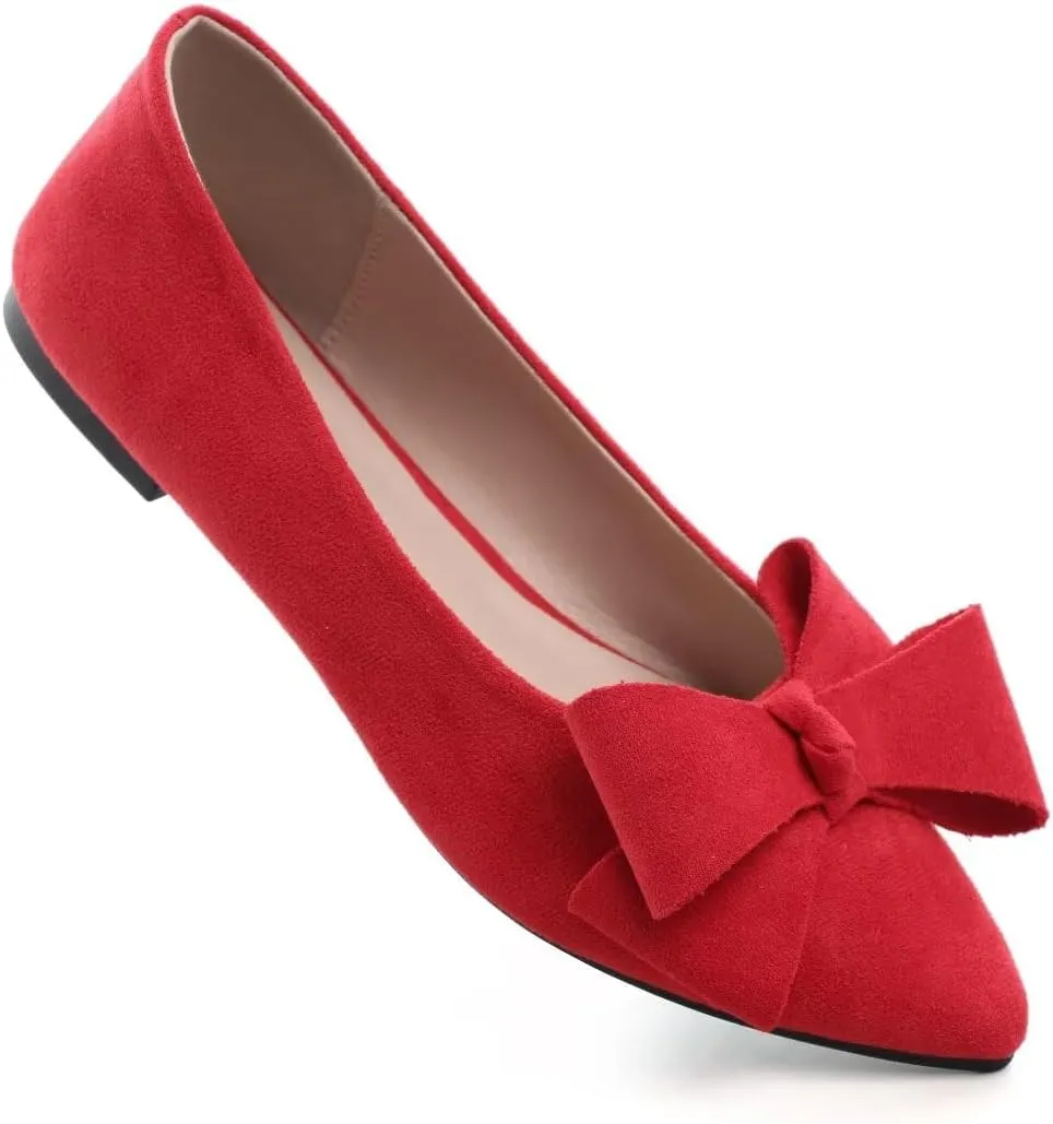 TN TANGNEST Women Classical Bowknot Flats Comfort Slip-on Pointed Toe Dress Shoes Walking Flats