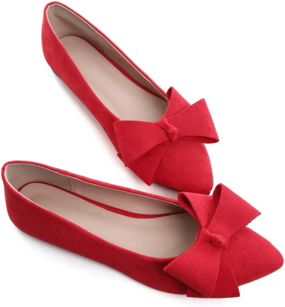 TN TANGNEST Women Classical Bowknot Flats Comfort Slip-on Pointed Toe Dress Shoes Walking Flats