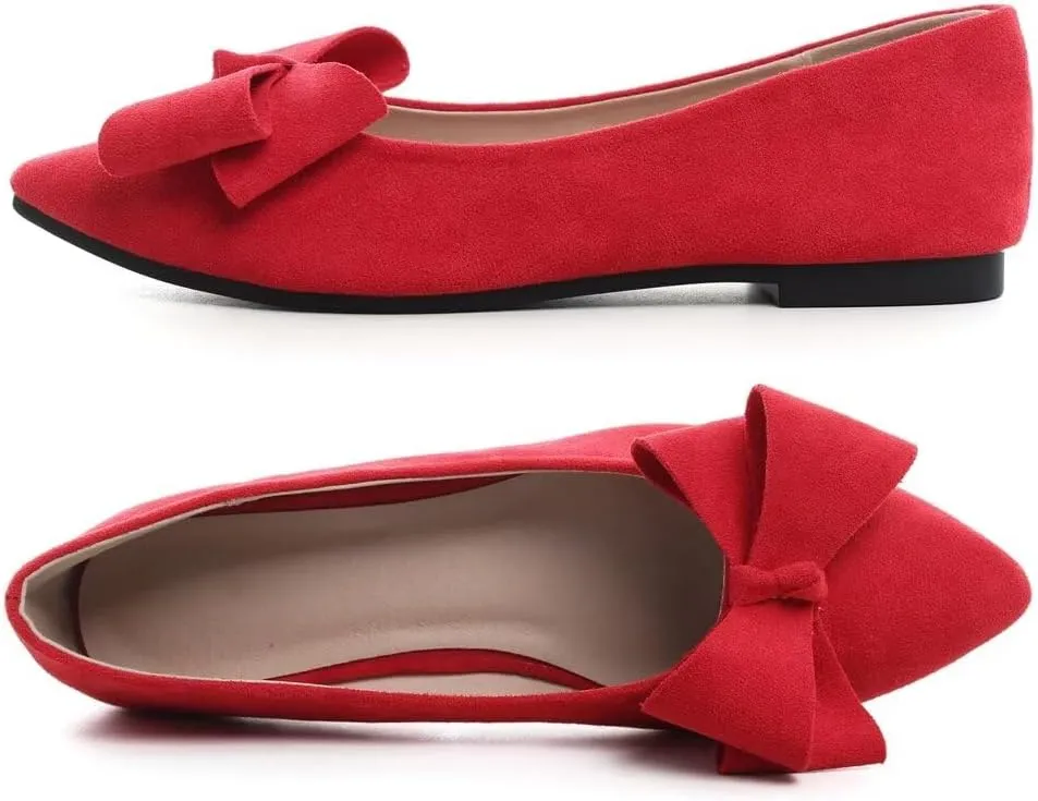TN TANGNEST Women Classical Bowknot Flats Comfort Slip-on Pointed Toe Dress Shoes Walking Flats