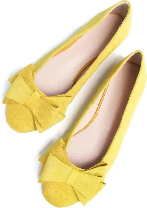 TN TANGNEST Women's Comfortable Pointed Toe Bowknot Flats Slip On Loafers Casual Flats