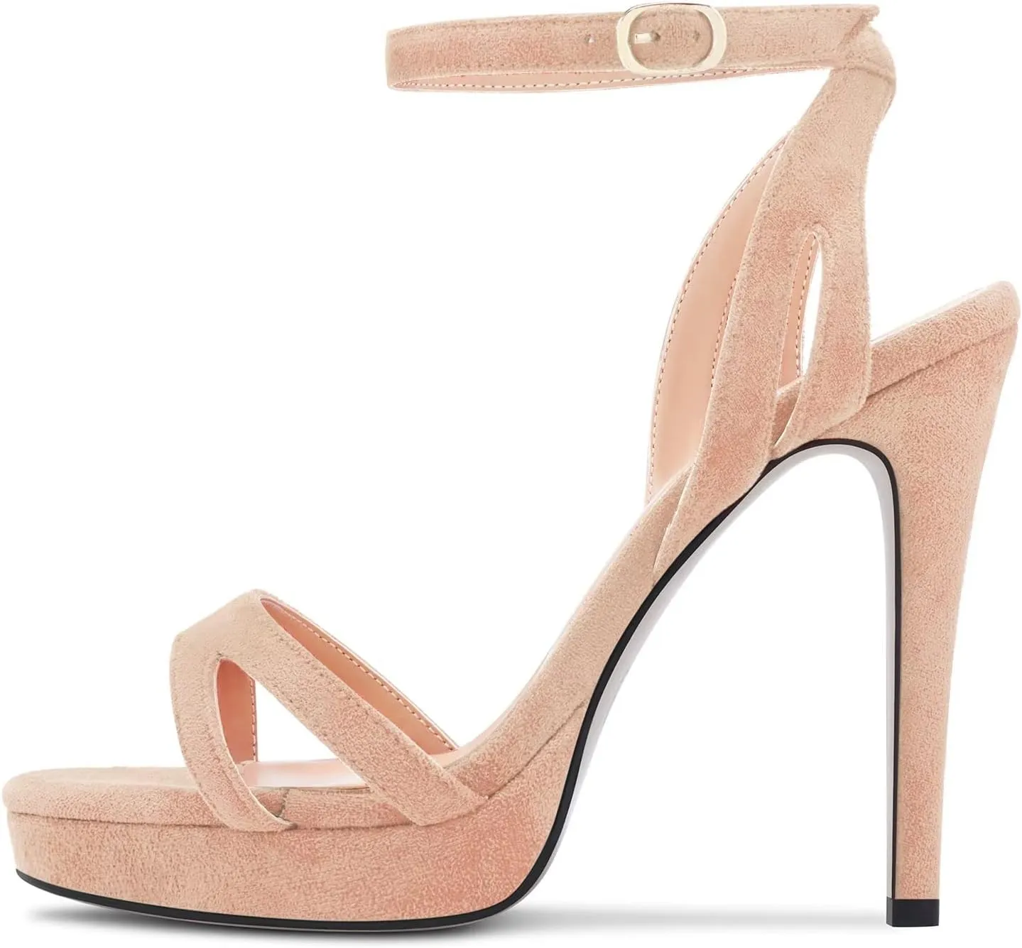TNYNFBEB Women Stiletto High Platform Heel Peep Open Pointed Toe Sandals Ankle Strap Buckle Party Cute 4.7 Inches Heels