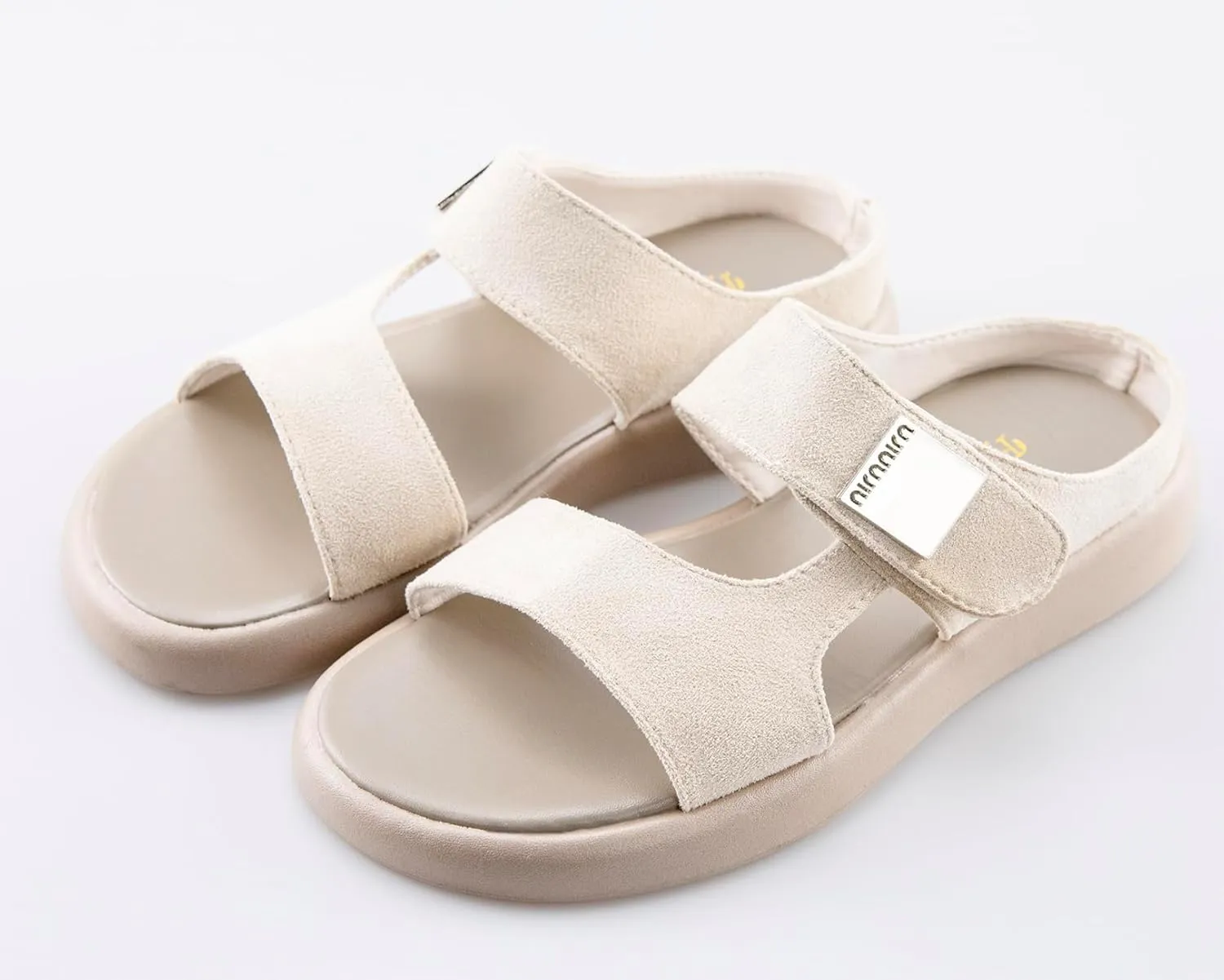 TOCONFFON Women's Flat Slides Sandals Comfort Adjustable Double Strap Slip on Soft Leather Slippers