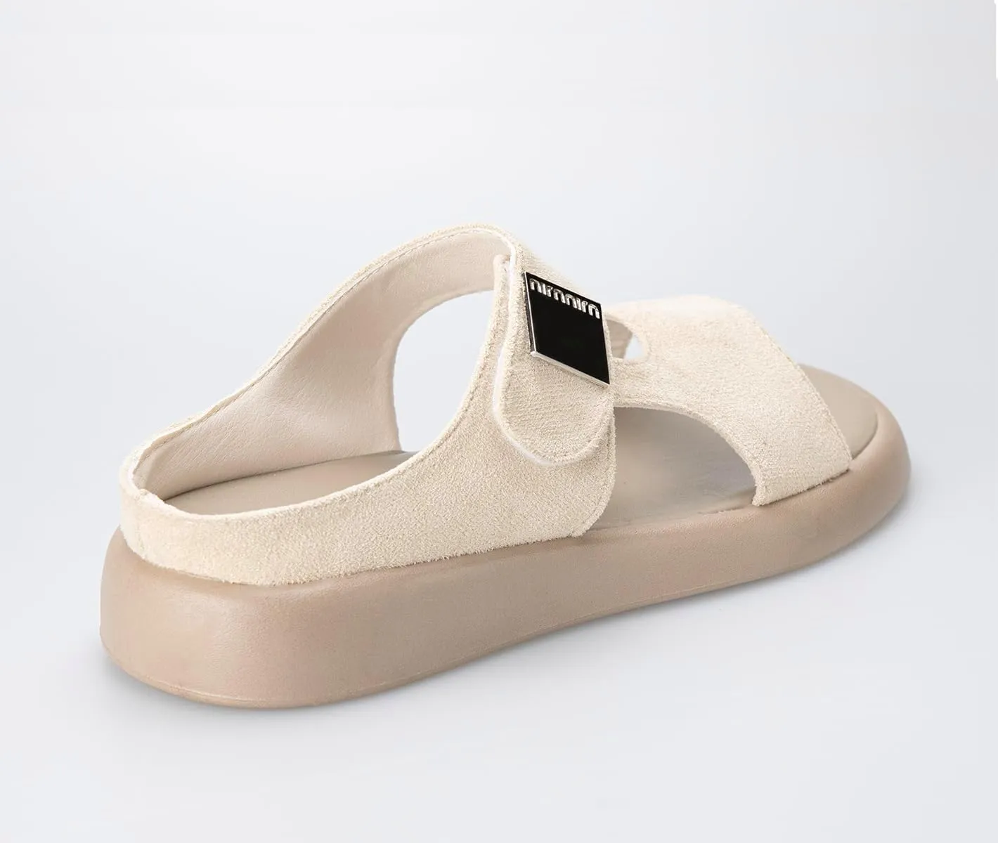 TOCONFFON Women's Flat Slides Sandals Comfort Adjustable Double Strap Slip on Soft Leather Slippers