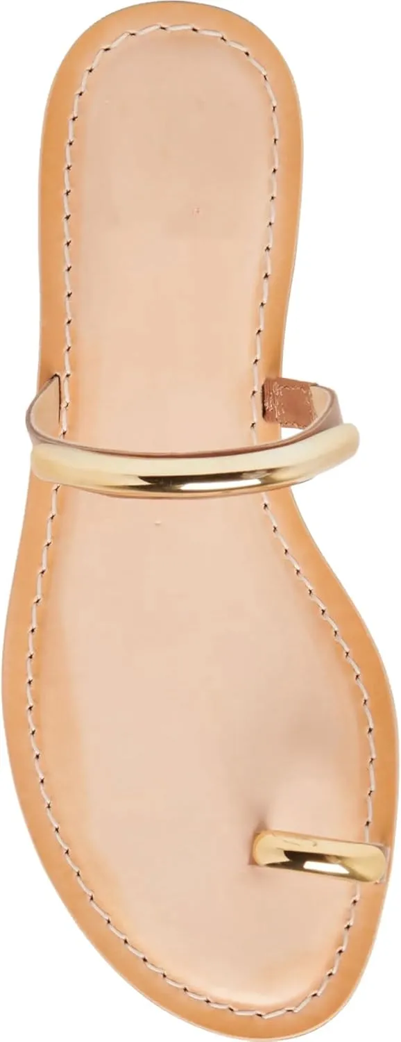 Toe Ring Thong Sandals for Women Open Toe Slide Flat Sandals Casual Summer Dressy Beach Sandals