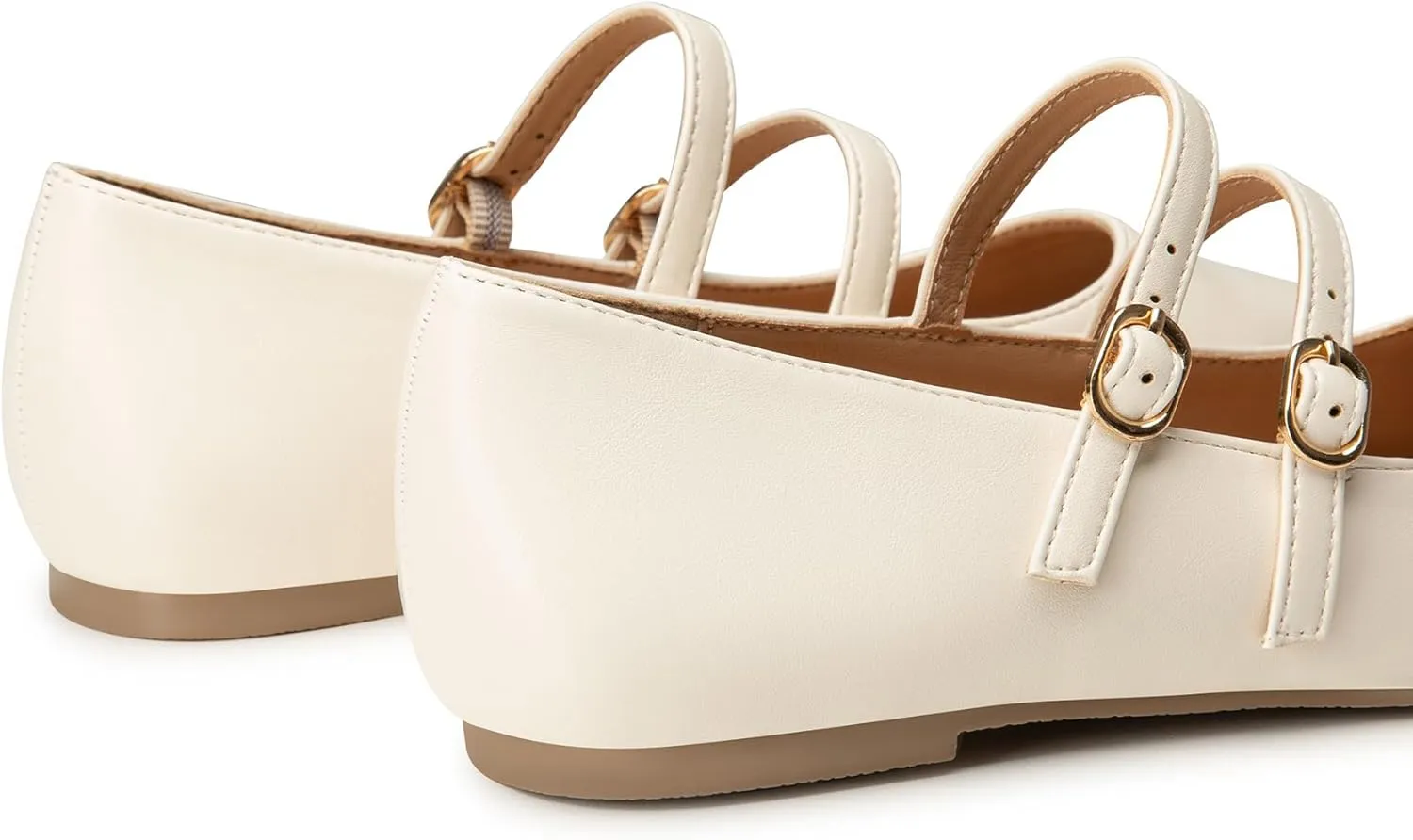 Trary Flats for Women Closed Pointed Toe Mary Jane Shoes Women Comfortable Slip on Ballet Flats Dressy Shoes Adjustable Strap PU Leather Mary Janes Loafers