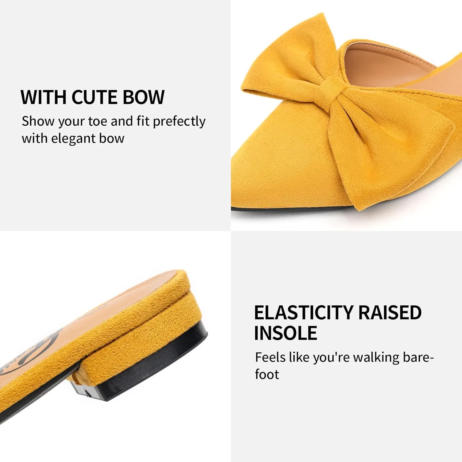 Trary Mules for Women Flats, Pointed Toe Womens Mules with Heels, Black Mules Shoes for Women, Bow Mules Women's Flats, Slip On Flats Flat Mules, Backless Loafers for Women, Women's Mules & Clogs