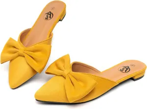 Trary Mules for Women Flats, Pointed Toe Womens Mules with Heels, Black Mules Shoes for Women, Bow Mules Women's Flats, Slip On Flats Flat Mules, Backless Loafers for Women, Women's Mules & Clogs