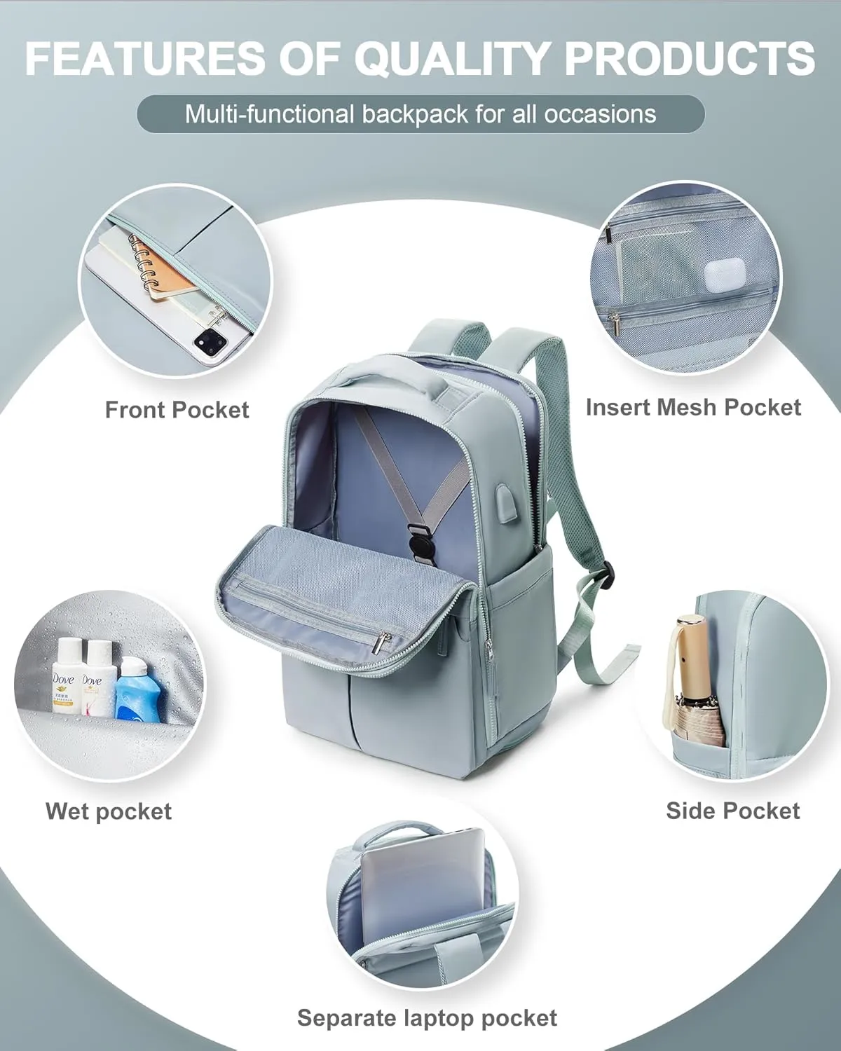 Travel Backpack Carry On Flight Approved Womens Backpack For Travel Essentials Mochila De Viaje Carry On Backpack For Women Men Airplanes Traveling Backpack Blue