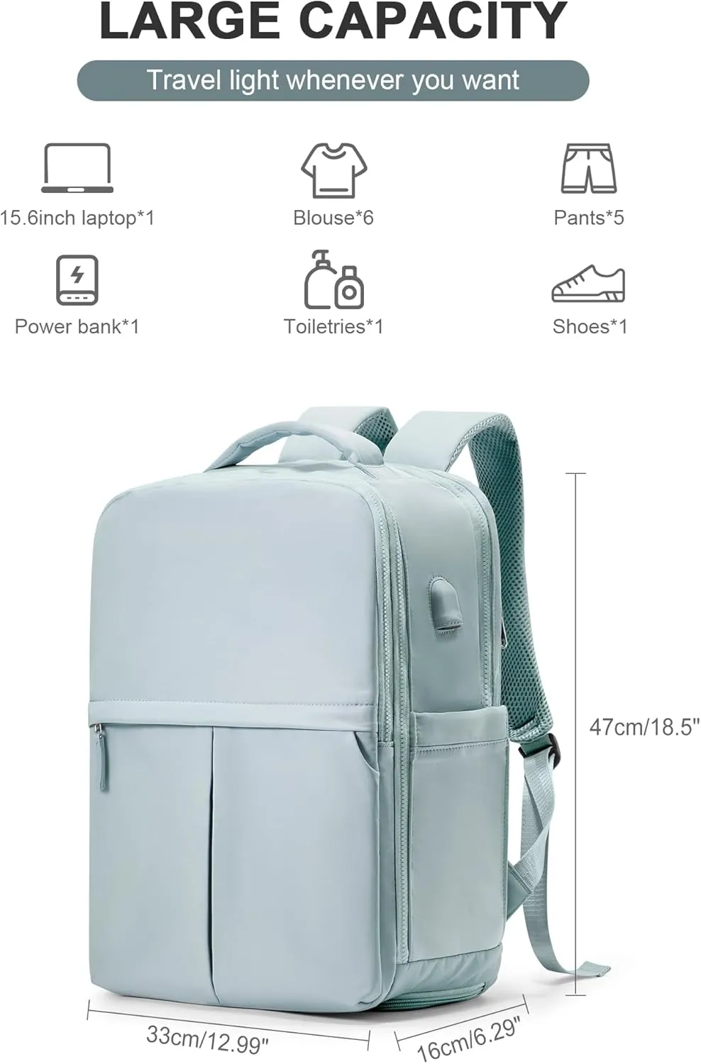 Travel Backpack Carry On Flight Approved Womens Backpack For Travel Essentials Mochila De Viaje Carry On Backpack For Women Men Airplanes Traveling Backpack Blue