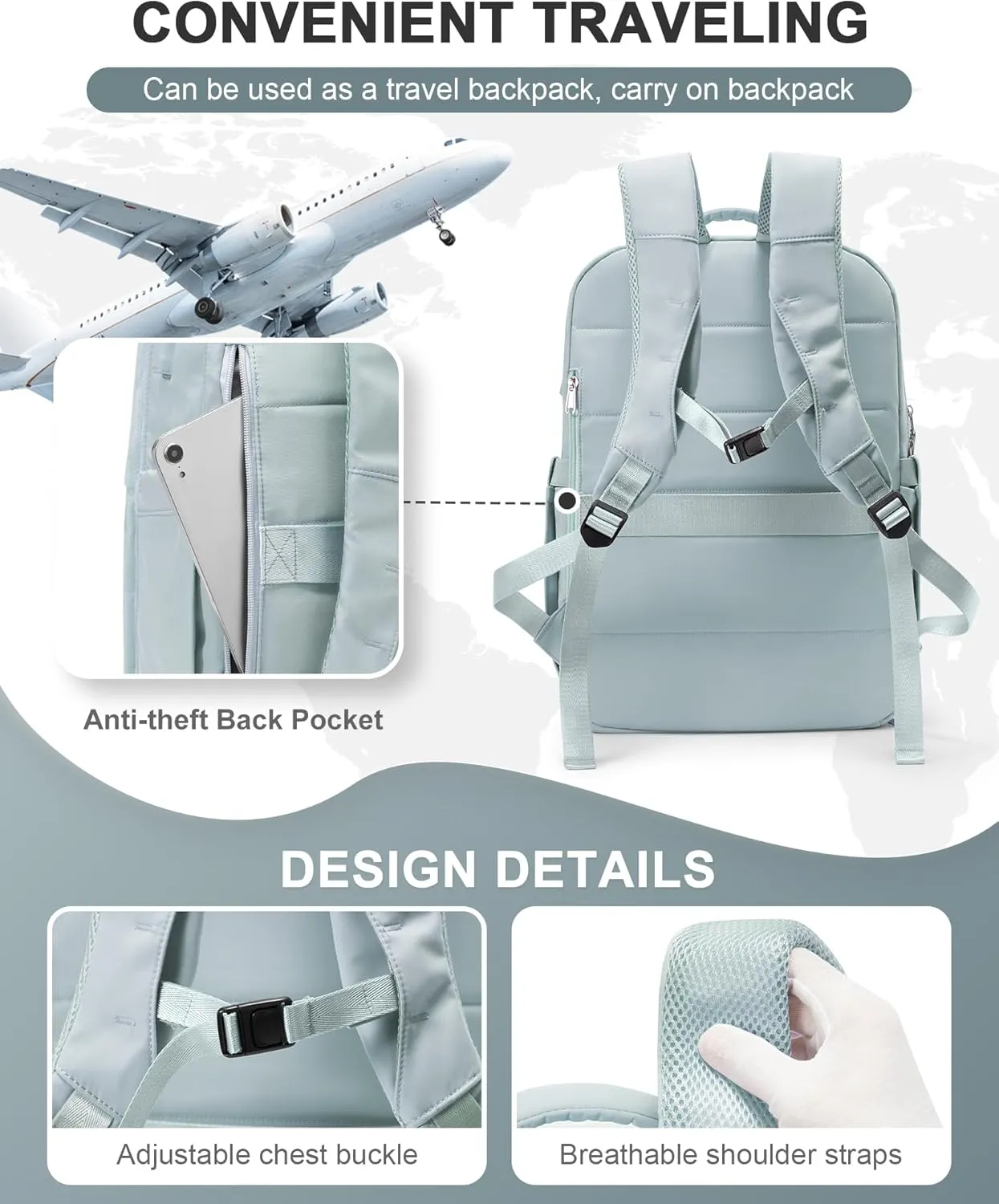 Travel Backpack Carry On Flight Approved Womens Backpack For Travel Essentials Mochila De Viaje Carry On Backpack For Women Men Airplanes Traveling Backpack Blue