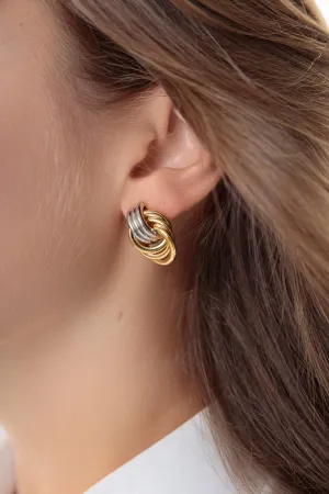 TWO TONE KNOT EARRINGS