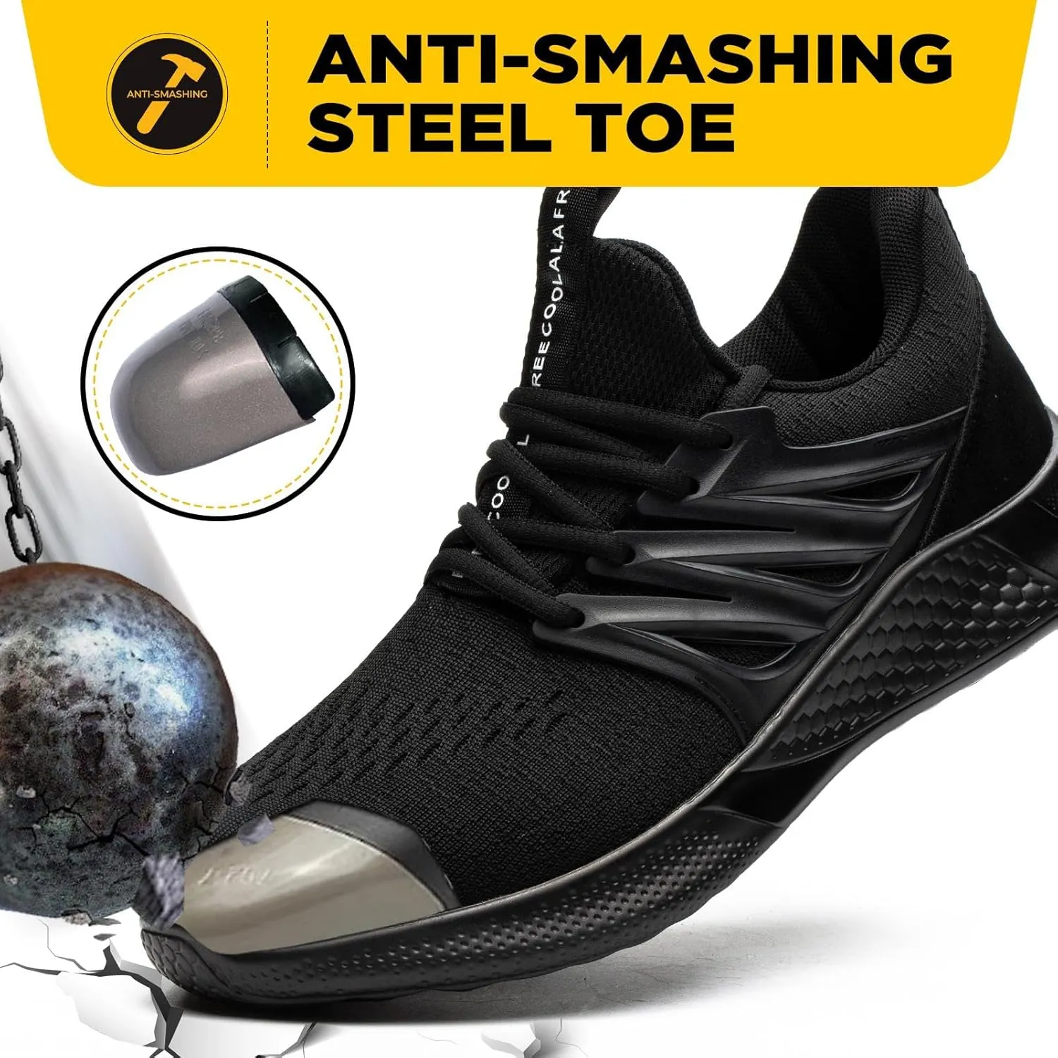 UCAYALI Steel Toe Sneakers for Men Women Lightweight Indestructible Work Shoes Safety Shoes Slip-Resistant Composite Toe Footwear