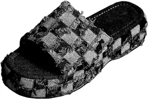 Ulalaza Women's Denim Slides Casual Jean Cloth Flat Mules Open Toe Wedge Slippers Platform Clogs Non-Slip Boho Sandals Close Pointed Toe Heels Backless Slip-On Loafers Walking Flip Flops